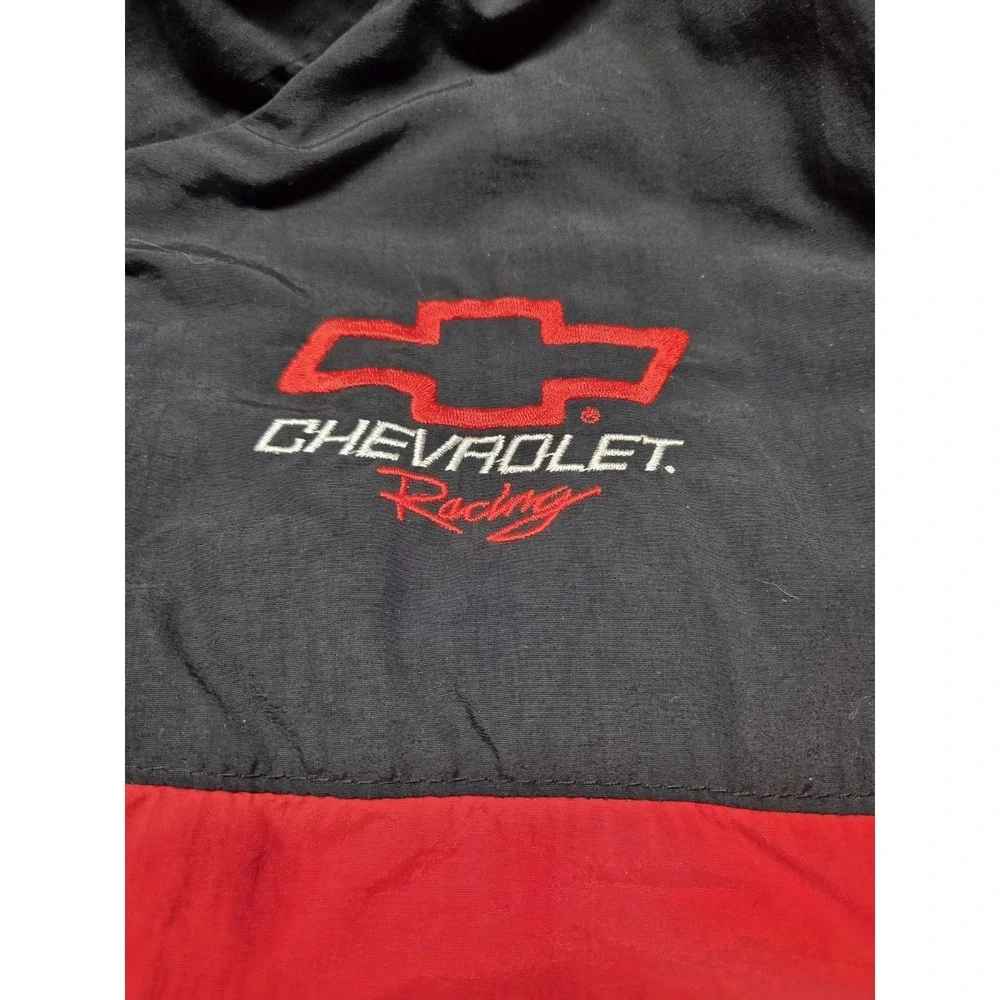 American Made Vtg 1990s Chevrolet Racing Bomber Jacket Red Black Size M